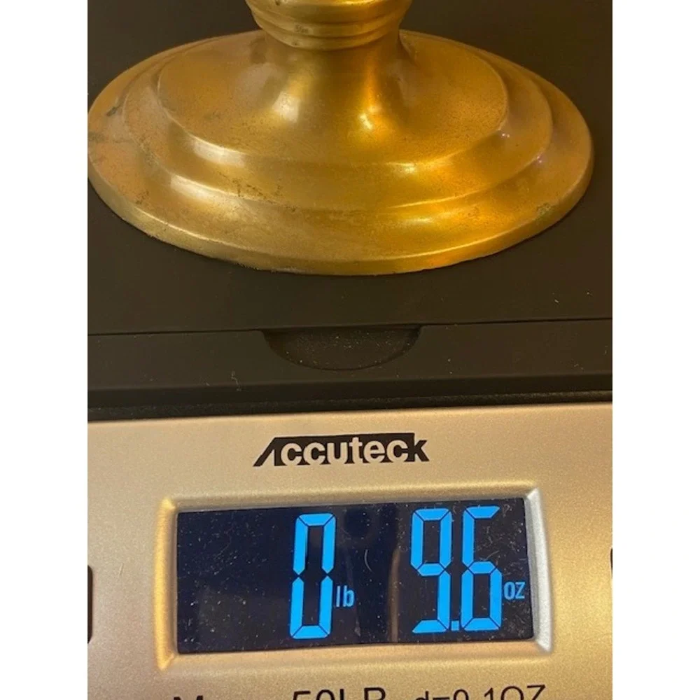 Vintage Brass Photo Card Holder Stand 10 Clip Fan Wire Display 13.5 In Gold Tone
